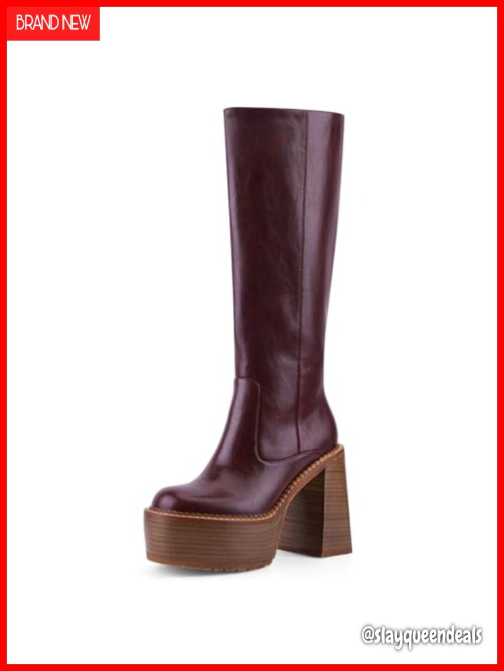 Women's Mid-Calf Platform Boots Faux Leather Block Heel Square Toe